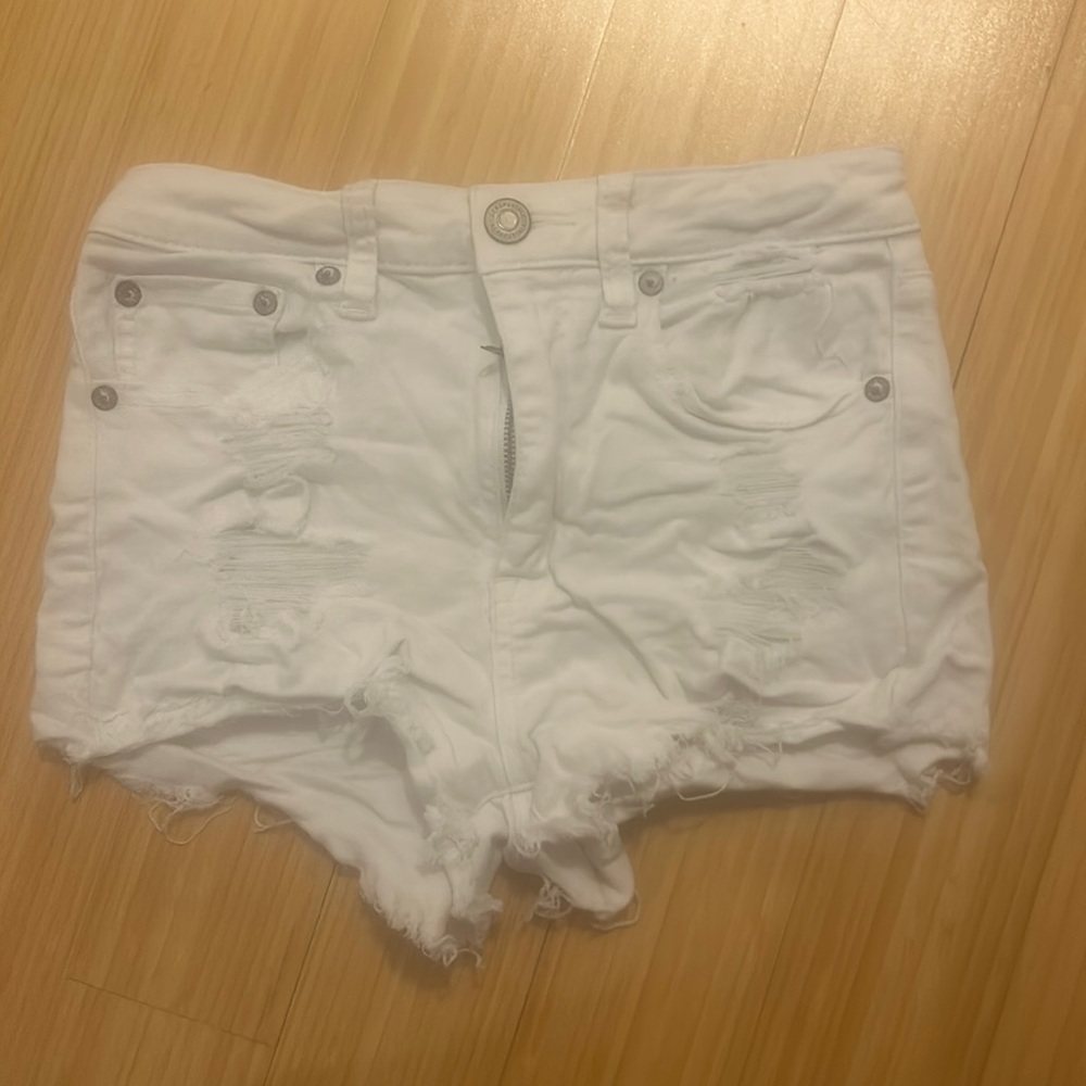 Aeropostale White Ripped Denim Short
